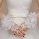 Wedding Fingerless Lace Flower Rhinestone Evening Party Women Bridal Gloves