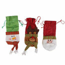 3pcs Christmas Wine Bottle Bag Gift Wrap Drawstring Pouch Santa Deer Snowma