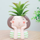 2x Girl Boy Succulent Pot Cactus Flower Pot for Office Home Desktop Decor
