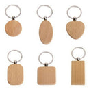 50Pcs DIY Blank Wooden Key Chain Rectangle Heart Round Ellipse Carving Key