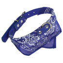 Adjustable Dog Scarf with Leather Collar Paisley Pattern Pet Fashion (blue)