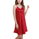 Women Sexy Silk Satin Nightdress Sleeveless Nighties V-neck Nightwear Casua