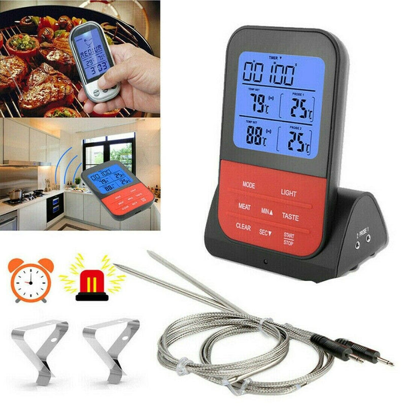 Wireless Digital Thermometer Remote Probe with Hook Cooking BBQ Meat Oven Food b