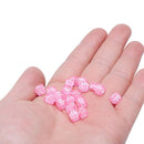 1000PCs Acrylic Spacer Beads Alphabet Letters Carved Square Pink 6mmx6mm