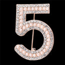 Letter 5 Brooch Pin Rhinestone Crystal Coat Collar Brooch Wedding Jewelry GiftSE