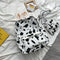 Cow Print Plush Drawstring Pouch Nylon Women Shoulder Pack Composite Set