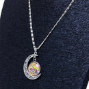 Women Cabochon Novelty Life Tree Half Moon Pendant Chain Necklace Jewelry - L1B7