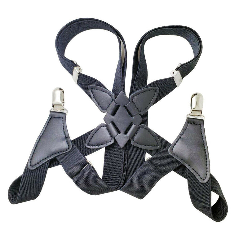 Womens Mens Clip-on Suspenders Elastic X-Back Adjustable Braces Wide Straps