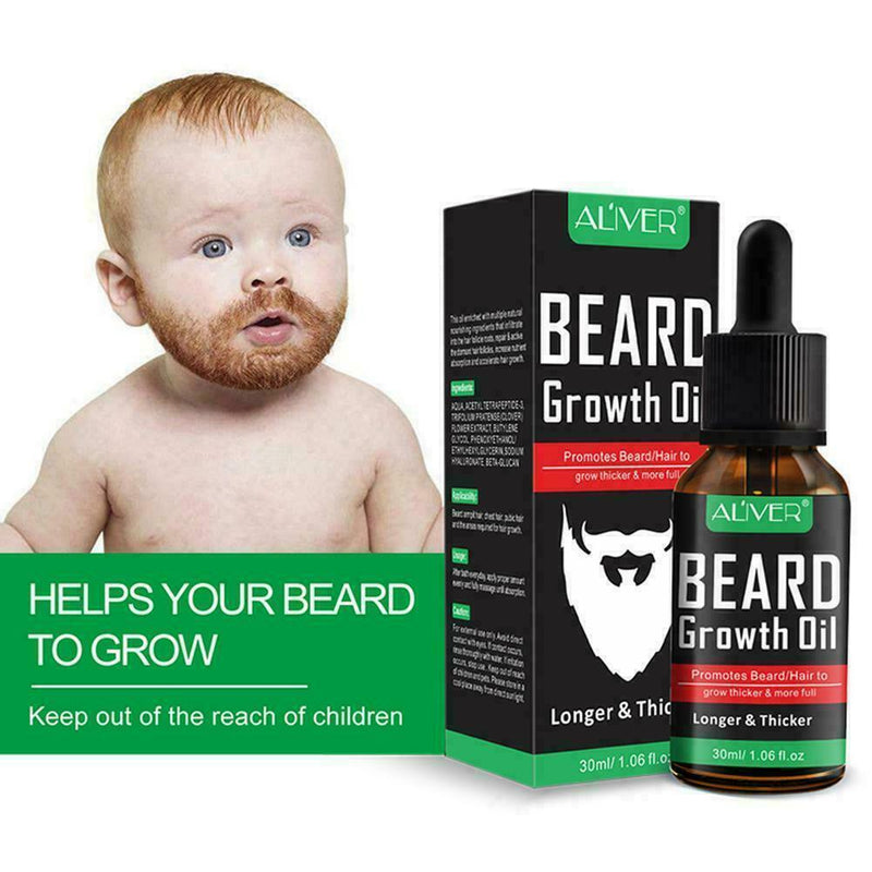 30ml Men Natural Moustache Beard Growth Essential Oil Grower Boost Hair Bea P1A7