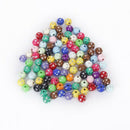 Lot of 100 plastic acrylic beads colored with strass glitter 8mm
