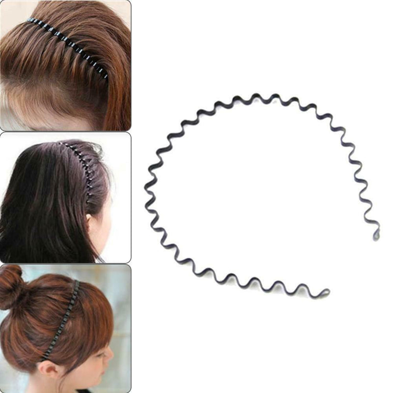 Fashion Spiral Waved Sports Hairband Men Women Hair Hoop Headwear (5pcs) A