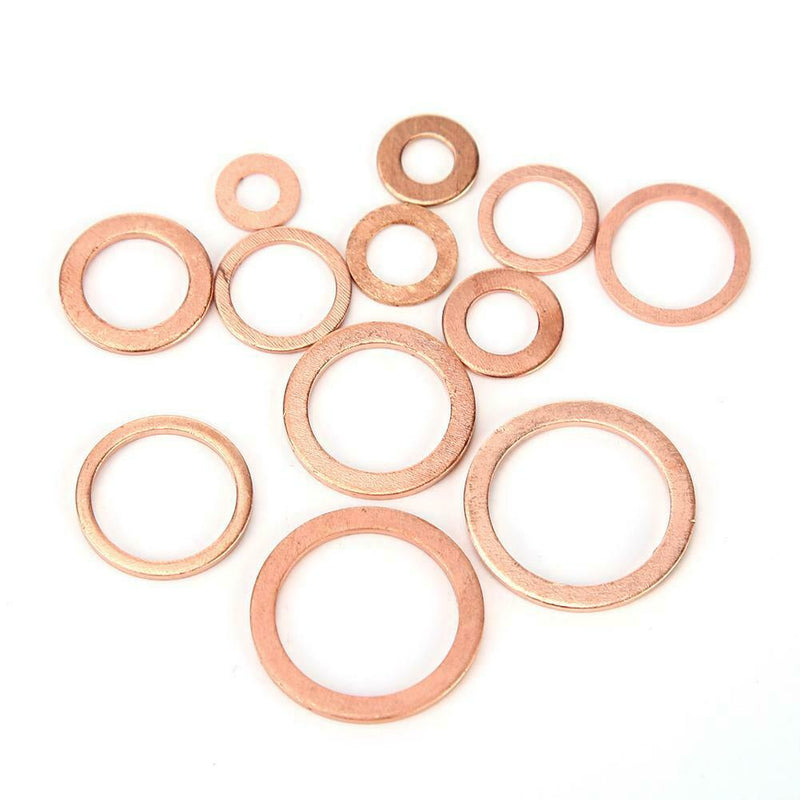 280pcs Solid Copper Washer Flat Ring Gasket Sump Plug Oil Seal Fittings
