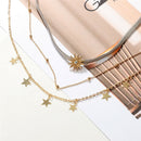Lady Sun Star Pendant Choker Chunky Chain Multi Layer Boho Necklace Jewelry Gw