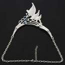 Women Leaf Y-Necklace Chain Necklace Earrings Set(Light Blue)