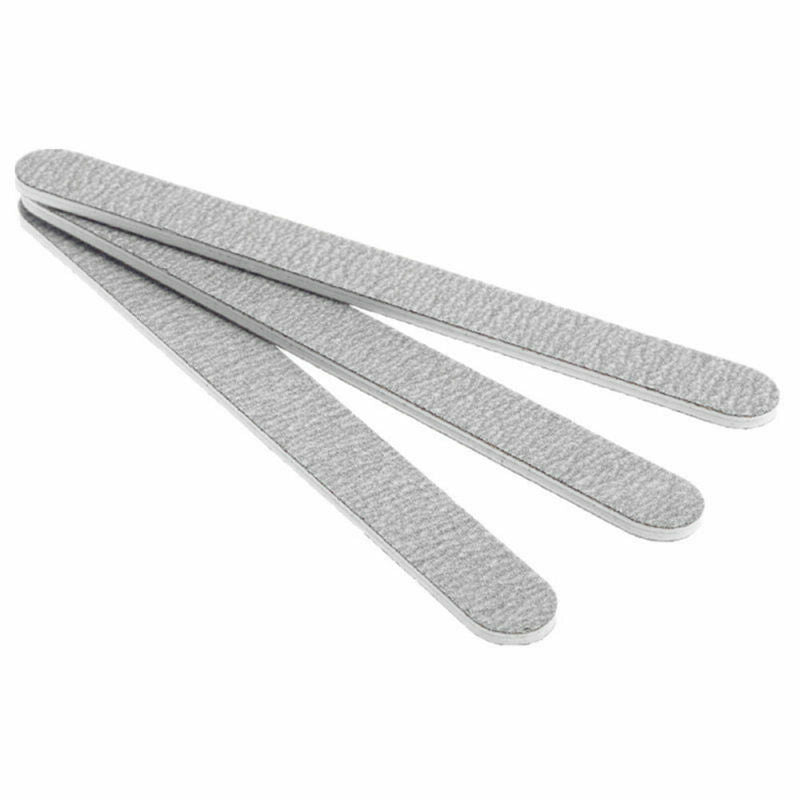 50 x Nail Files 100/180 Grey Round Double Side Grit Nail Art Tools Manicure WWZ