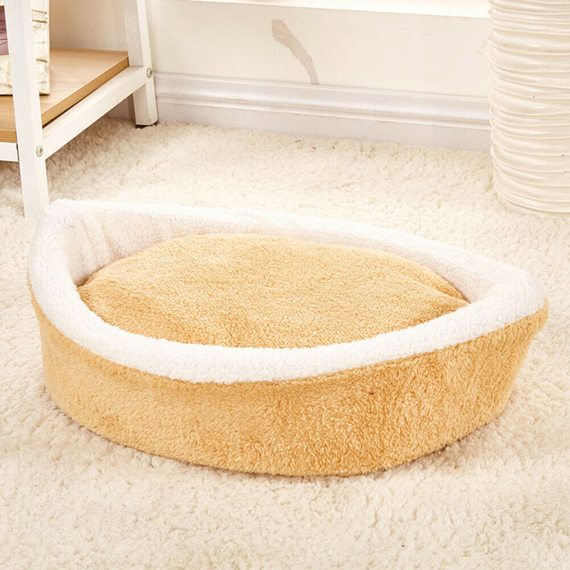 Soft Cat Waterproof Nest Washable Pet Cute Hamburger Bed Kennel Mat (Beige)