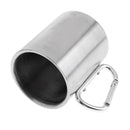 300ML Stainless Steel Outdoor Camping Cup Coffee Mug with Carabiner Handle for
