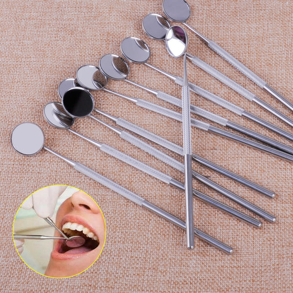 10pc Dental Stainless Steel Mouth Tooth Mirror Reflector Scaler Teeth Clean Tool
