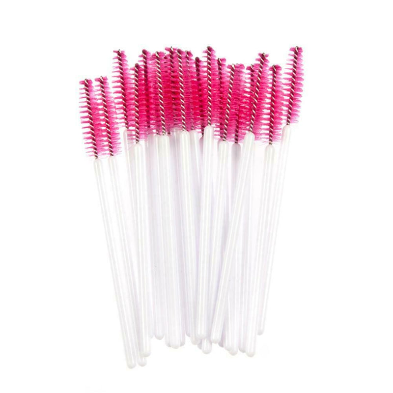 100Pcs Disposable Eyelash Brush Mascara Wands Applicator Spoolers (Rose Red