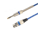 3Pin XLR Female to 1/4" 6.35mm TRS Male Balanced Stereo Audio Mic Cable 1.8m