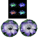 2pcs Artificial Floating Lotus Flower Solar Lights for Garden Pond Swimming Pool