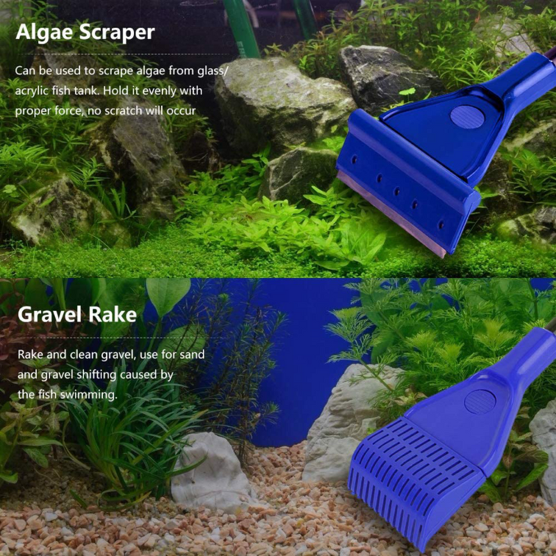 5 IN 1 Aquarium Fish Tank Cleaning Tools Set Glass Brush Fishnet Cleaner Kit