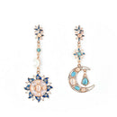 Fashion star sun and moon crystal diamond stud pendant beautiful earrings WL FT