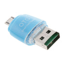 Micro USB OTG to USB Adapter USB 2.0 Card Reader Multifunction Blue