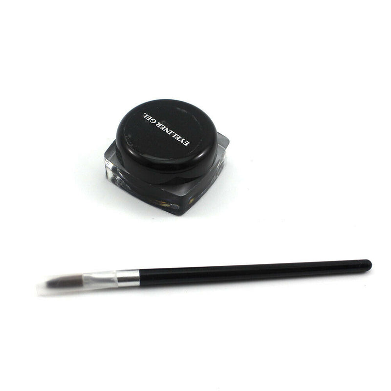 1 Set Mini Cosmetic Pro Eye Liner Gel Black +Brush Shadow Eyeliner For Travel