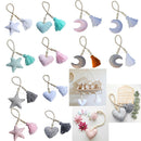 60cm Wooden Beaded White Heart Tassel Curtain Tie Rope Holdback Hanging Deco