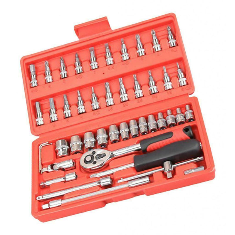 46-Piece 1/4-Inch 6.3mm Car Auto Automobile Repair Tool Ratchet Wrench Drive