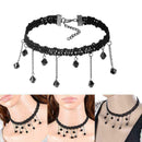 Retro Punk Layer Chain Lace Choker Charm Black Necklace Tattoo Choker Neckl U7O9