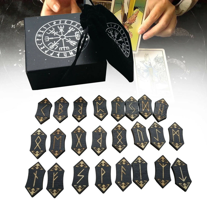 Divination Handmade Rune Stones Card Set Nordic with Bag Props Home Toys