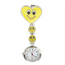 Yellow Heart Shape Quartz Movement Nurse Brooch Fob Tunic Pocket Watch L6W9