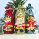 3 Pcs Christmas Wine Bottle Cover Santa Snowman Sweater Holiday Champagne B V6C2
