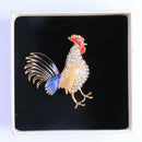 Clear Rhinestone Colorful Enamel Cock Rooster Brooch Costume Brooch Pin