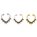 Faux Non Piercing Beaded Heart SEPTUM Nose ClipOn Hanger RINGS Stud Color:A Z5C7