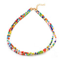 Women Boho Multicolor Beads Necklace Doublelayer Clavicle Choker Charm Jewe BX