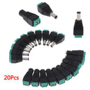 20pcs Male+Female DC Power Jack Connector Adapter Plug 2.1 x 5.5mm for CCTV FU