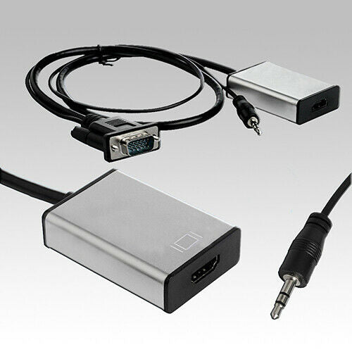 VGA TO HDMI OUTPUT 1080P HD + AV TV HDTV VIDEO USB CABLE CONVERTER ADAPTER Delux