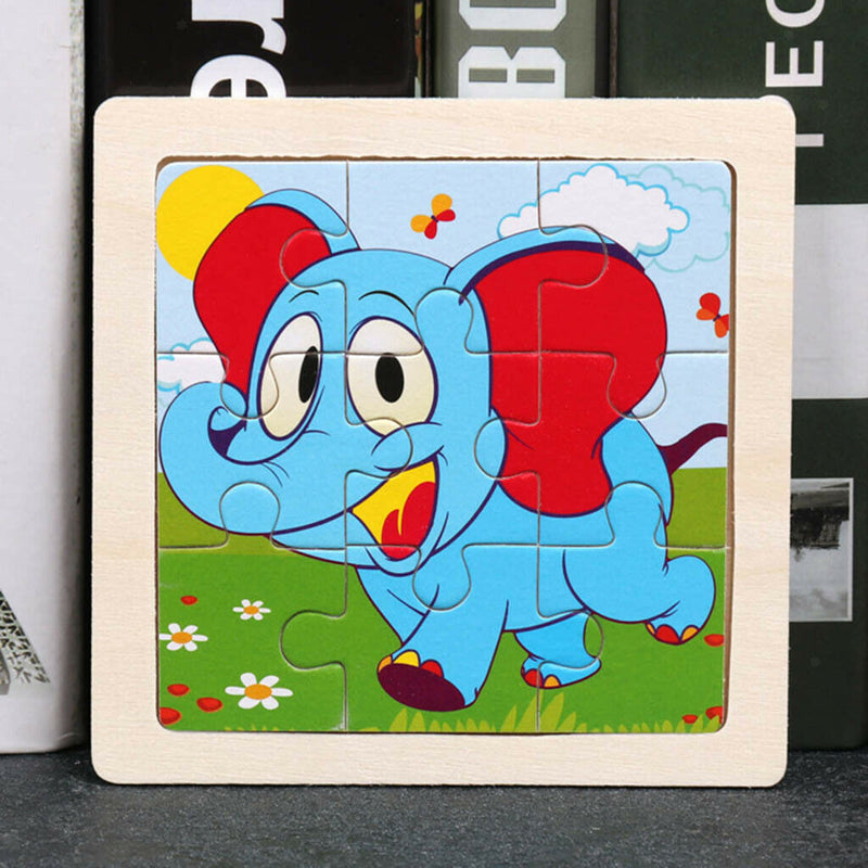 Wooden Animal Puzzle Baby Toldder Preschool Kids Early Education Toys