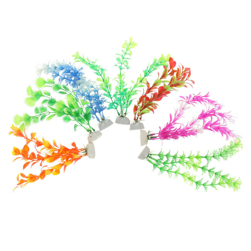 7x Colorful Artificial Aquarium Plant Water Grass Ornament Fish Tank Water Pond