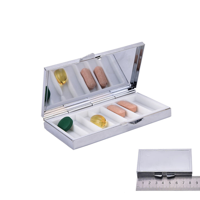 Travel Mini Metal Pill Box Medicine Drug Vitamin Tablet Organizer Container A Hj