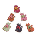 50Pcs Wood Cute Cat Handmade 2 Holes Wooden Buttons Sewing Scrapbooking DIY