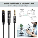 3.5mm Male to Headphone+Mic Audio Splitter Cable for Phone PC Tablet