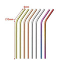 10 Piece Reusable Metal Straws Drinking Stainless Steel Brush Straw-Curved Z7I2