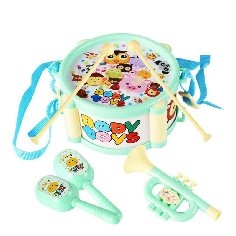 6pcs/set Baby Drum+Drumsticks+Trumpet Kids Jazz Drum Musical Instruments