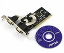 PCI to 2 Ports COM 9 Pin Serial Series RS232 Card Adapter Win 7 VISTAã€ lj