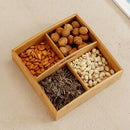 Wood Food Storage Box Snack Dish Portable Candy Nut Container Tray Decorati