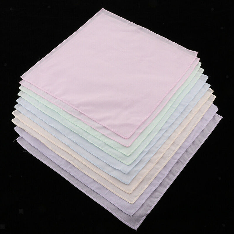 10pack Pure 100% Cotton Colorful Handkerchiefs Women Men Hanky Square Hankies